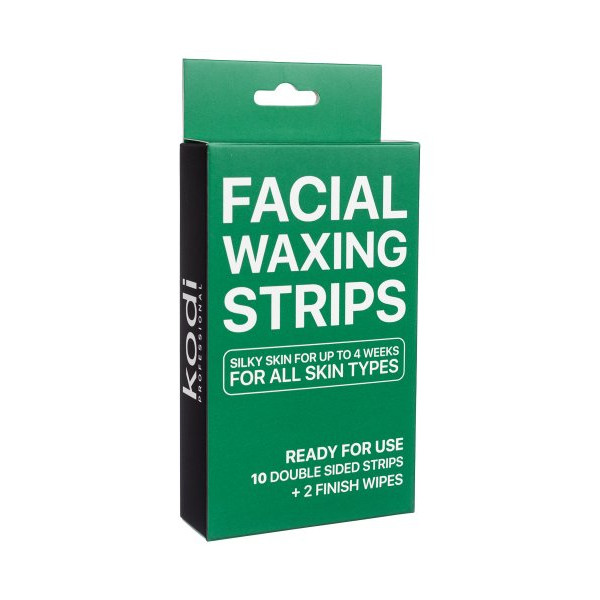 Восковые полоски для лица Facial waxing strips (10 двусторонних полосок+2 финишные салфетки) Kodi Professional
