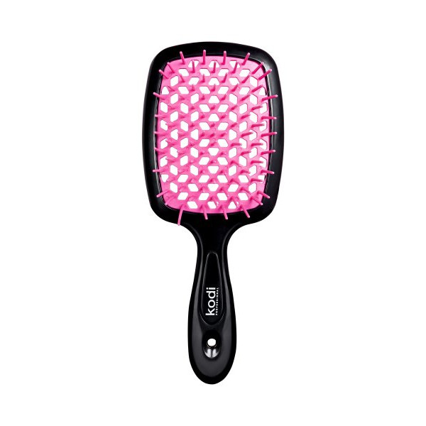Щетка для волос Soft Touch черная с розовыми зубцам Kodi Professional