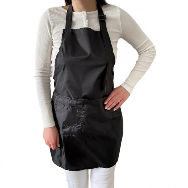 Apron (black, short) with three pockets 