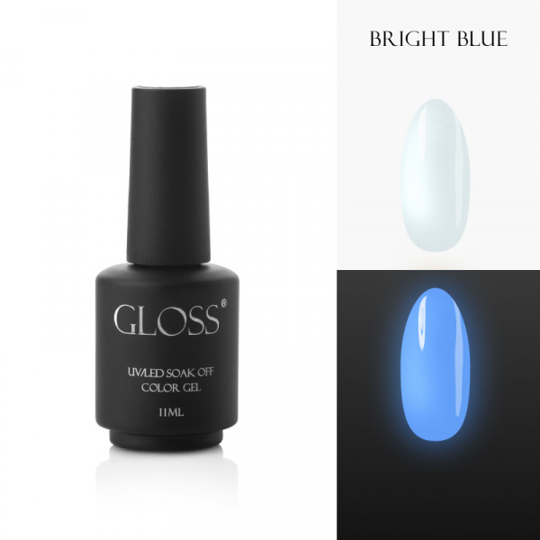 Luminescent gel polish Bright Blue Elf, 11 ml. GLOSS