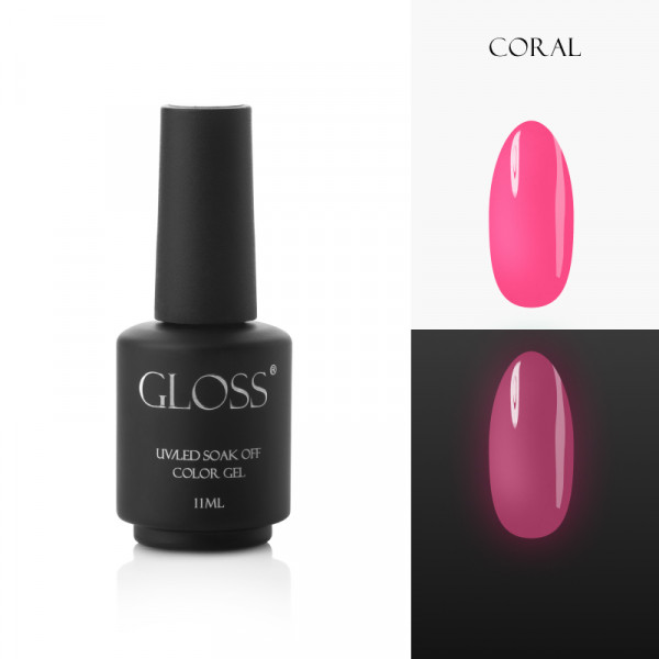 Luminescent gel polish Coral Elf, 11 ml. GLOSS