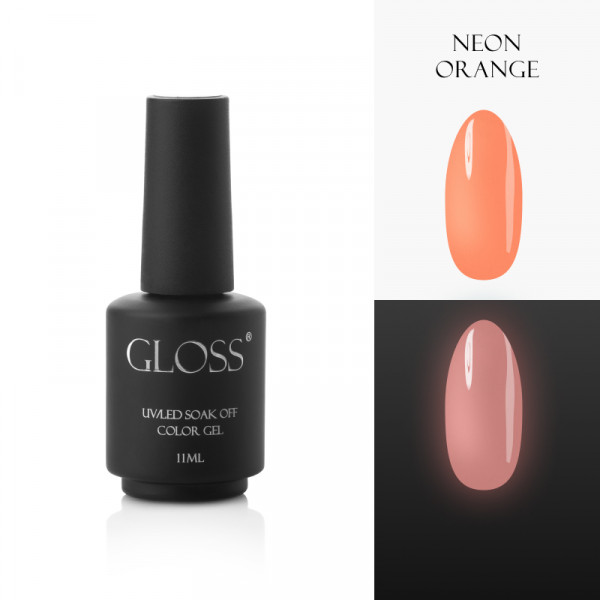 Luminescent gel polish Neon Orange Elf, 11 ml. GLOSS