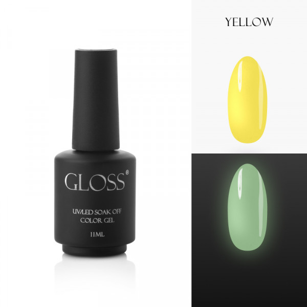 Luminescent gel polish Yellow Elf, 11 ml. GLOSS