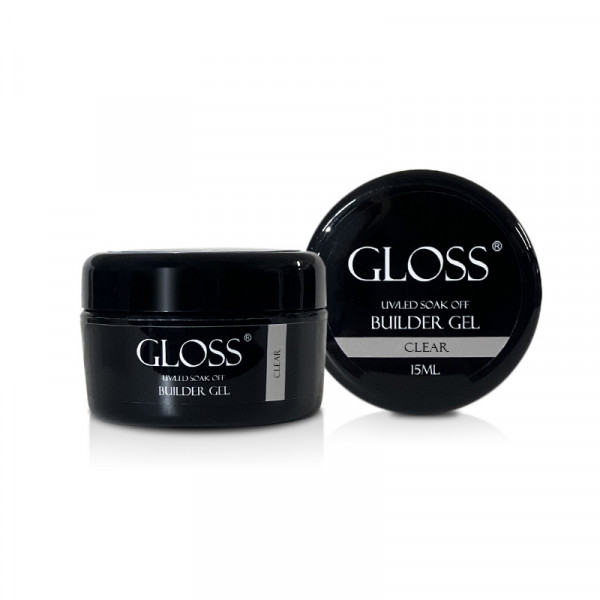 Однофазный гель Builder Gel GLOSS Clear, 15 мл