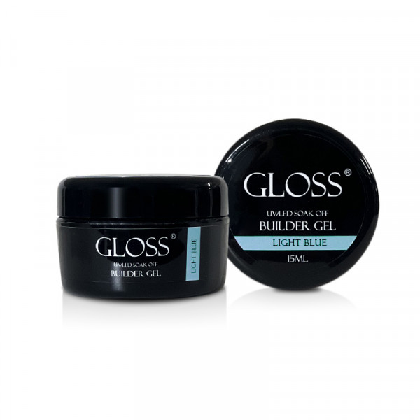 Однофазный гель Builder Gel GLOSS Ligth blue, 15 мл