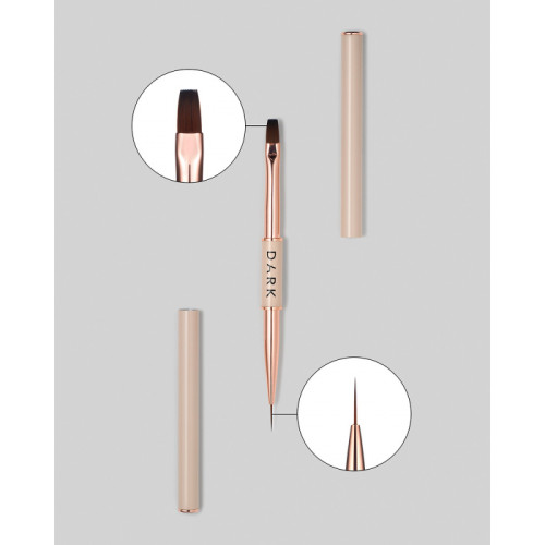 DARK Double-sided beige brush (liner 11 mm + flat square gel 9 mm)
