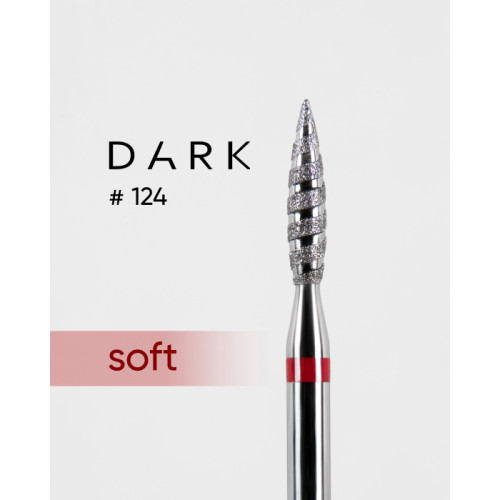 Diamond nail drill bit, tornado, red, 023, DARK №124