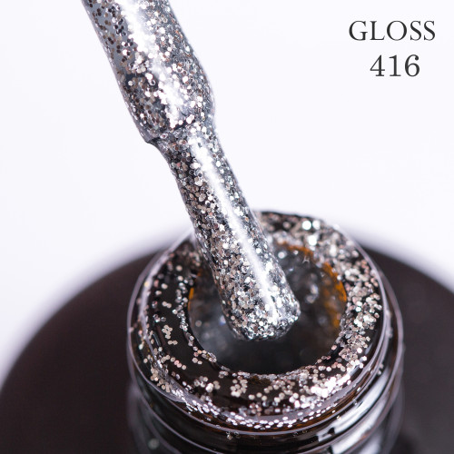 Gel polish GLOSS 416 (silver with microshine), 11 ml