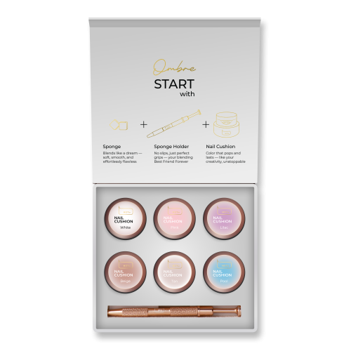 HEYLOVE, Nail Cushion set WHITE ( 6 gel colors & holder )