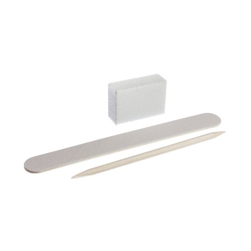 Manicure set 02 color white (nail file 100/100 buff 100/100 orange stick) Kodi Professional