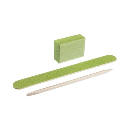 Manicure set 04 color green (nail file 120/120 buff 120/120 orange stick) Kodi Professional