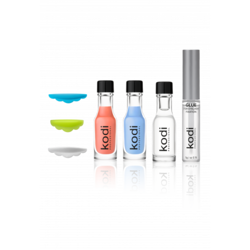Set for bio-curling of eyelashes (lotions No. 1, 2, 3 of 3 ml each, glue, curlers) Kodi Professional