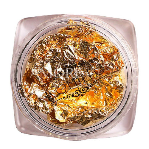 Komilfo Crinkled foil in a jar for nails, gold
