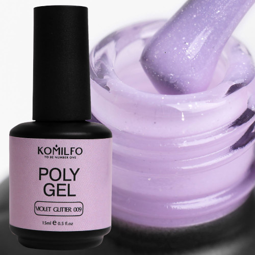 Komilfo PolyGel No. 009 Violet Glitter, 15 ml