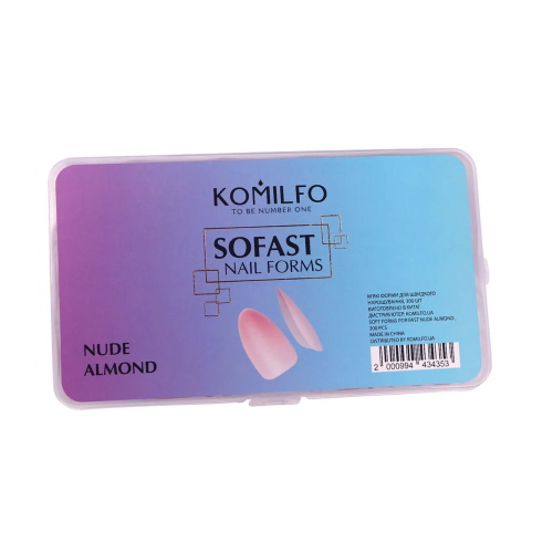 Komilfo SoFast Nail Forms Nude Almond Short, 300 pieces