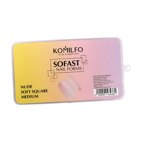 Komilfo SoFast Nail Forms Nude Soft Square Medium, 300 pieces
