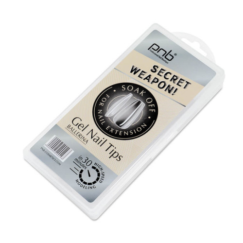 Gel tips for nail extension Ballerina, soluble PNB, Long