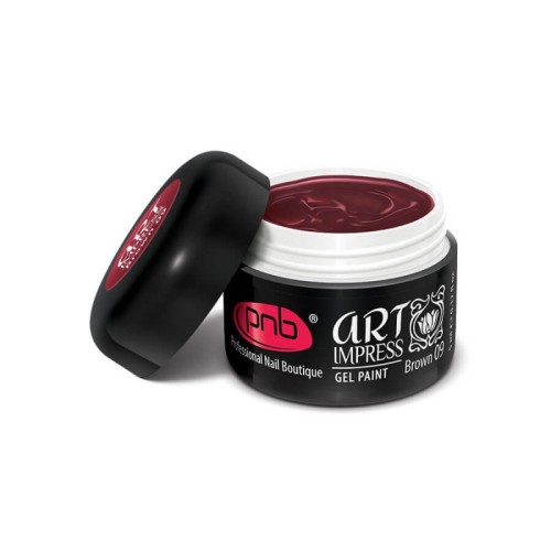 УФ/ЛЕД Гель-краска Арт Импресс 09, коричневая PNB / UV/LED Art Impress gel paint, brown, 5г