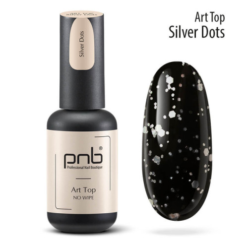 UV/LED Art Top PNB, Silver Dots, No Wipe, 8 ml.