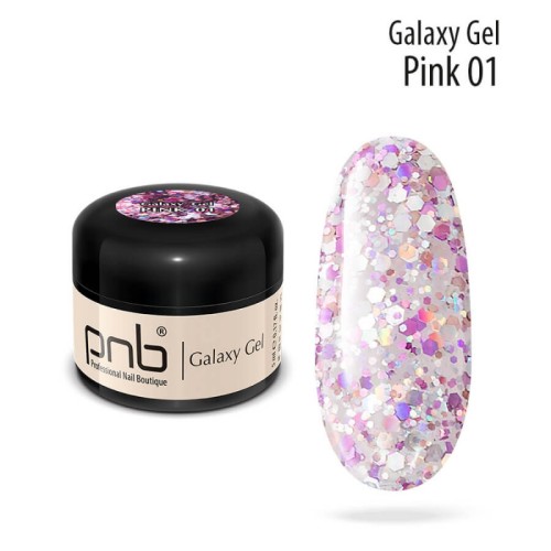 UV/LED Galaxy Gel PNB 01, Pink, glitter, 5 ml