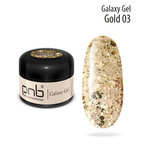 UV/LED Galaxy Gel PNB 03, Gold, glitter 5 ml