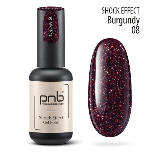 UV/LED Gel Polish SHOCK EFFECT 08 Burgundy PNB 8 ml 