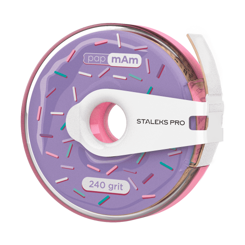 White disposable abrasive tape papmAm in a plastic case STALEKS PRO 240 grit ATC-240w