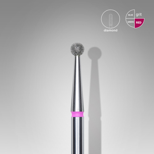Diamond nail drill bit, "ball", red, head diameter 2.5 mm Staleks FA01R025