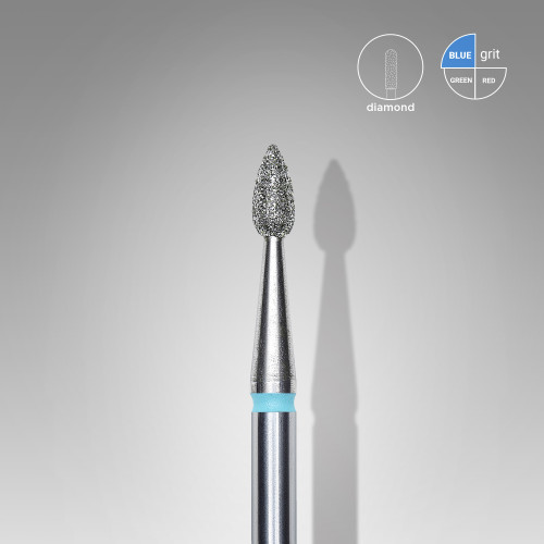 Diamond nail drill bit, "drop" , blue, head diameter 2,3 mm/ working part 5 mm Staleks FA40B023/5