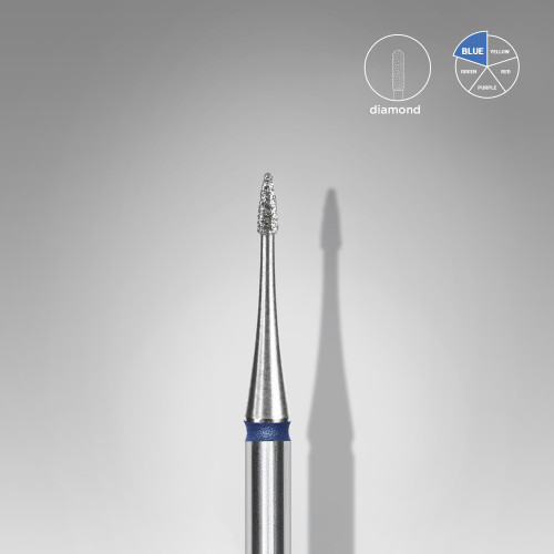 Diamond nail drill bit flame mini blue EXPERT head diameter 1 mm / working part 3 mm (FA12B010/3) Staleks Pro