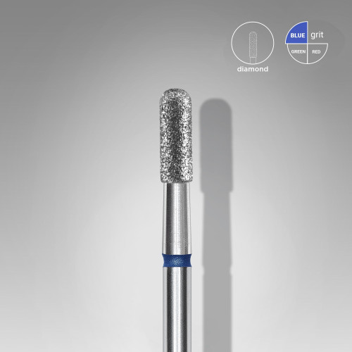 Diamond nail drill bit, rounded "cylinder", blue, head diameter 2,3 mm / working part 6,5 mm FA30B023/6.5 Staleks Pro