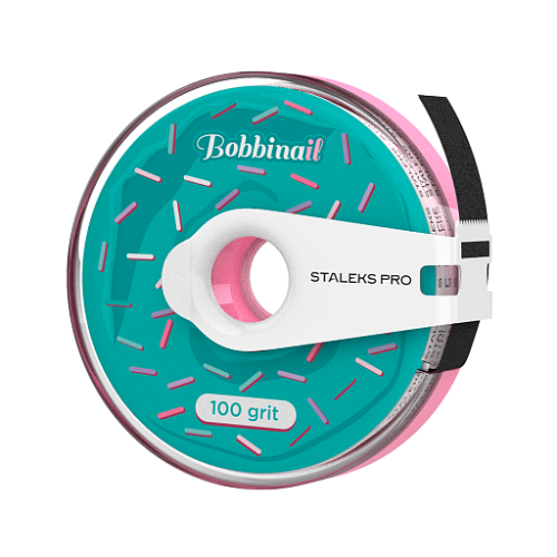 Disposable abrasive tape in a plastic case Bobbinail STALEKS PRO 100 grit AT-100