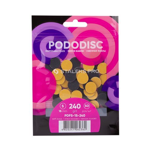 Disposable files on a soft base for pedicure disc PODODISC STALEKS PRO S 240 grit (50 pcs) PDFS-15-240