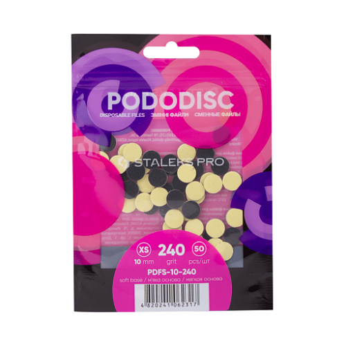 Disposable files on a soft base for pedicure disc PODODISC STALEKS PRO XS 240 grit (50 pcs) PDFS-10-240