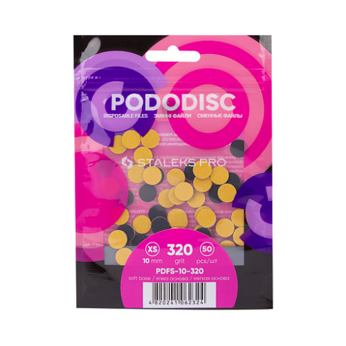 Disposable files on a soft base for pedicure disc PODODISC STALEKS PRO XS 320 grit (50 pcs) PDFS-10-320