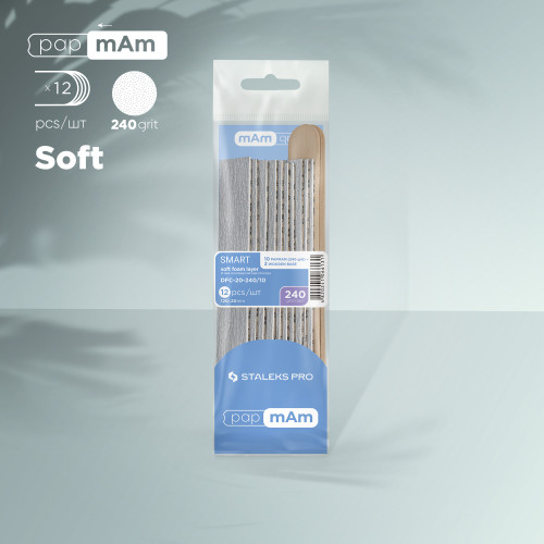 Disposable files papmAm on a soft base 240 grit (10 pcs) and a wooden base (2 pcs) Staleks SMART 20 DFC-20-240/10