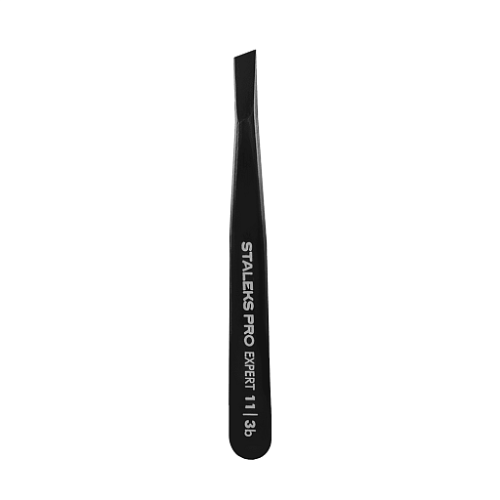Eyebrow tweezers Staleks EXPERT 11 TYPE 3 (wide slant), black TE-11/3b