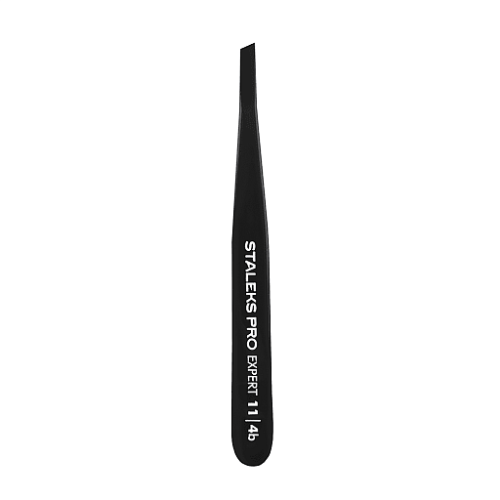 Eyebrow tweezers Staleks EXPERT 11 TYPE 4b  (slant), black TE-11/4b