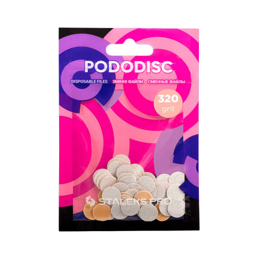 White disposable files on a soft base for pedicure disc PODODISC STALEKS PRO XS 320 grit (50 pcs) PDFS-10-320w