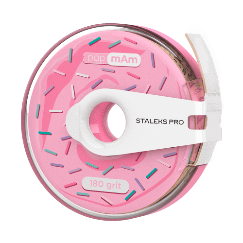 White disposable abrasive tape papmAm in a plastic case STALEKS PRO 180 grit ATC-180w