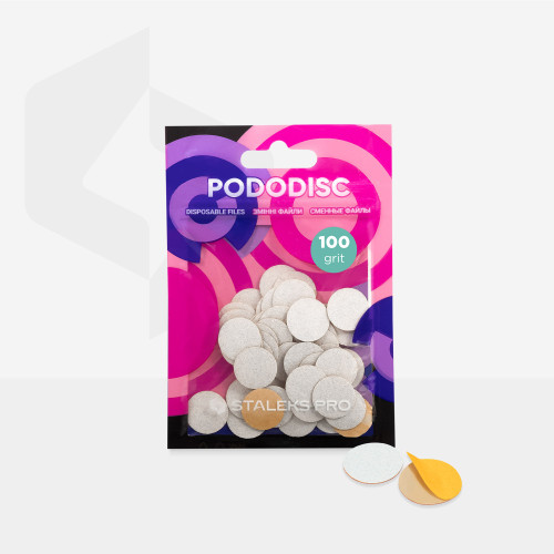 White refill pads for pedicure disc PODODISC STALEKS PRO S 100 grit (50 pc) PDF-15-100w