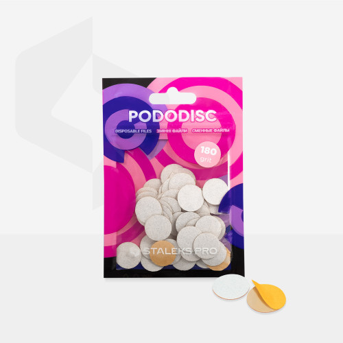 White refill pads for pedicure disc PODODISC STALEKS PRO S 180 grit (50 pc) PDF-15-180w