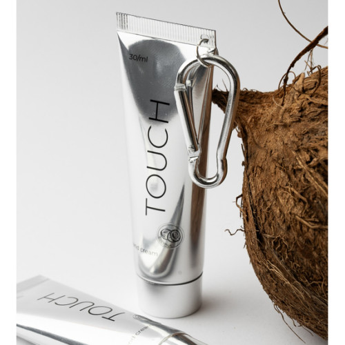 TOUCH Silver Line Hand cream Coconut with carabiner, 30 ml TOUCH Silver Line Hand cream Coconut with carabiner, 30 ml