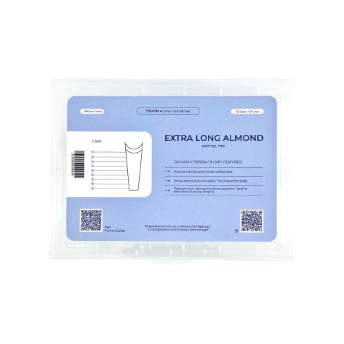 TOUCH Soft Gel Tips (240 pcs) Extra long Almond