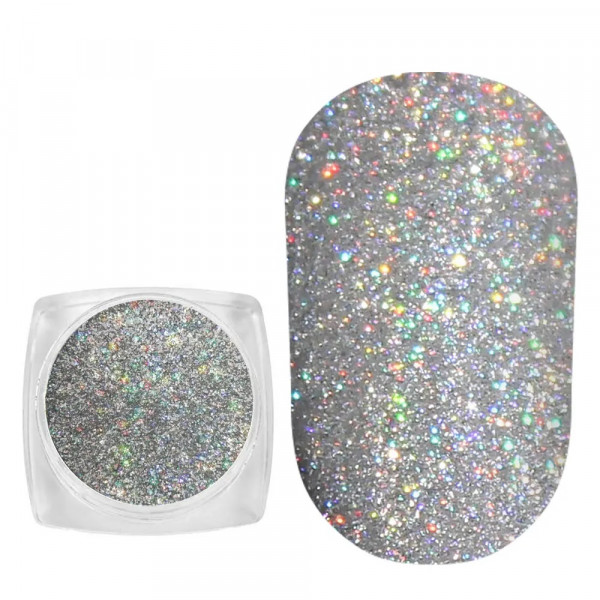 Spangles №104 Hologram Silver (0.08 mm, 2.5 g) Komilfo