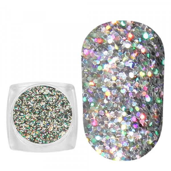 Spangles №104G Hologram Silver (0.4 mm, 2.5 g) Komilfo