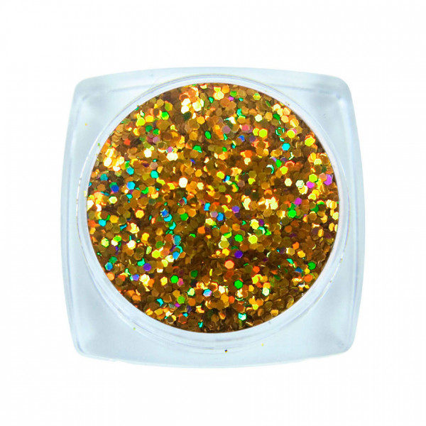 Spangles №114I Hologram Gold (0.6 mm, 2.5 g) Komilfo