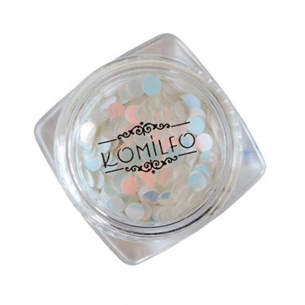 Disco Design №042 White/Hologram (pink overflow, 3 mm, 1 g) Komilfo