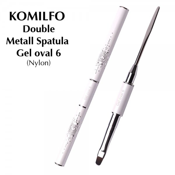 Кисть Komilfo Double Metall Spatula / Gel Oval 6 (Nylon)