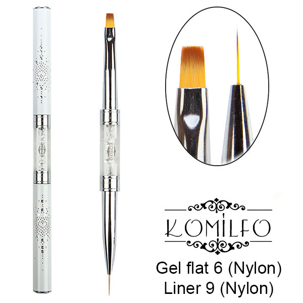 Brush Komilfo Double Gel Flat 6 (Nylon) / Liner 9 (Nylon)